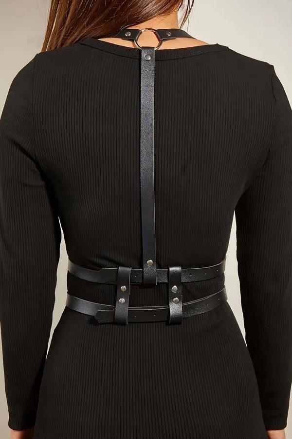 Double Belt Faux Leather Chest Harness
