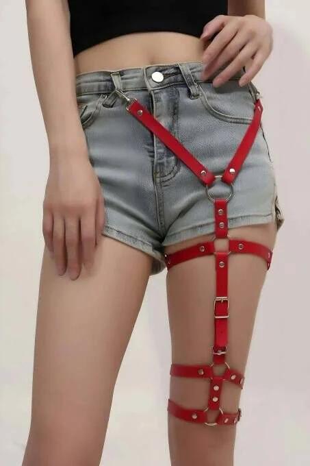 Red Garter Harness Adjustable Thigh Leg Accessory