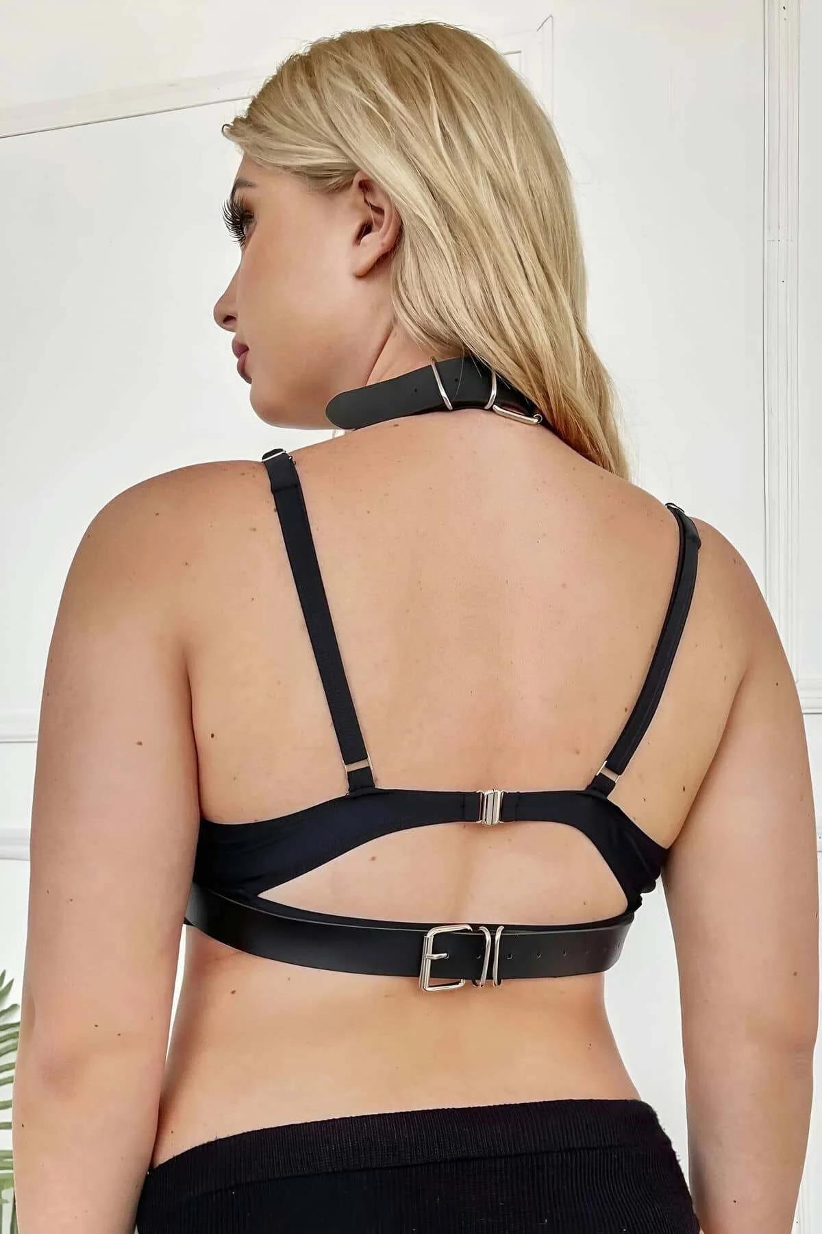 Chain Harness: Adjustable Plus Size Leather Look Body Accessory