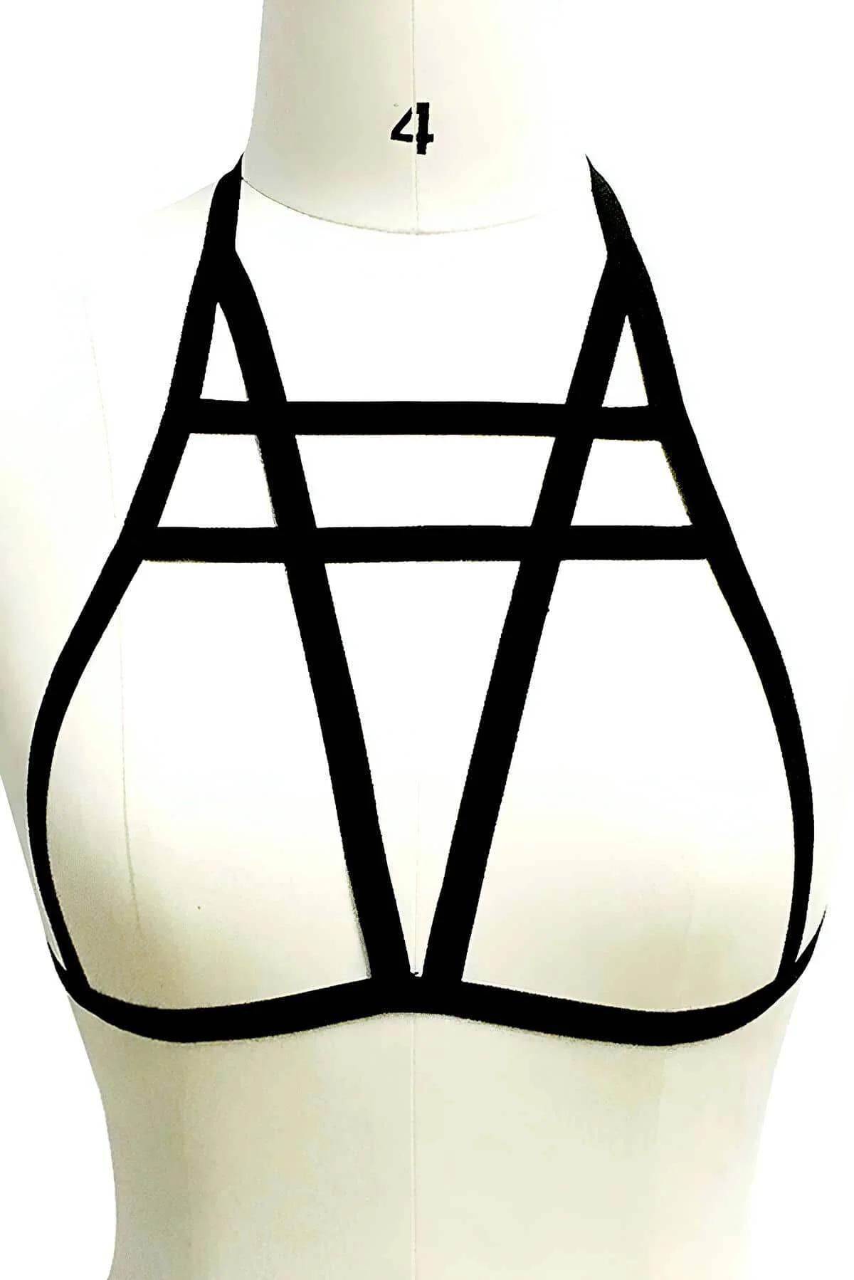 Women's Black Strappy Body Harness - Adjustable Fit