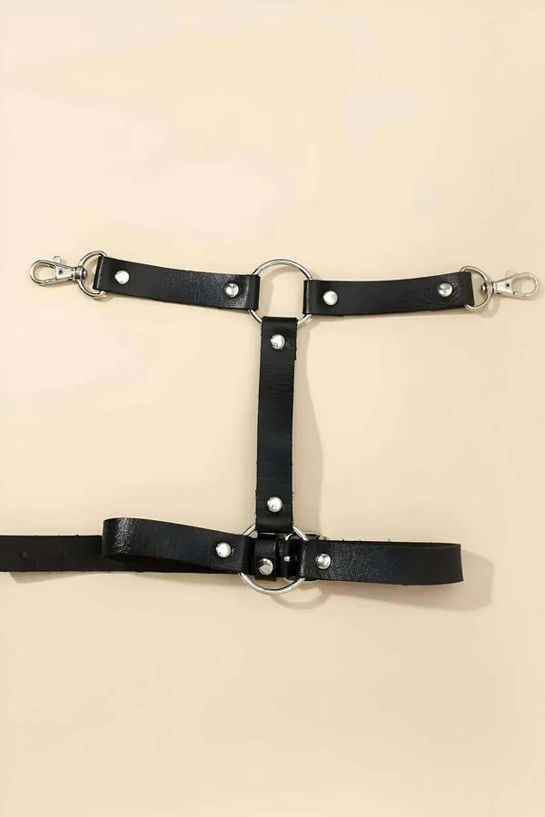 Black Faux Leather Single Leg Garter Harness