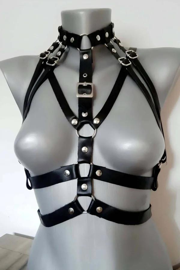 Women's Adjustable Leather Chest Harness | Fashion Body Straps