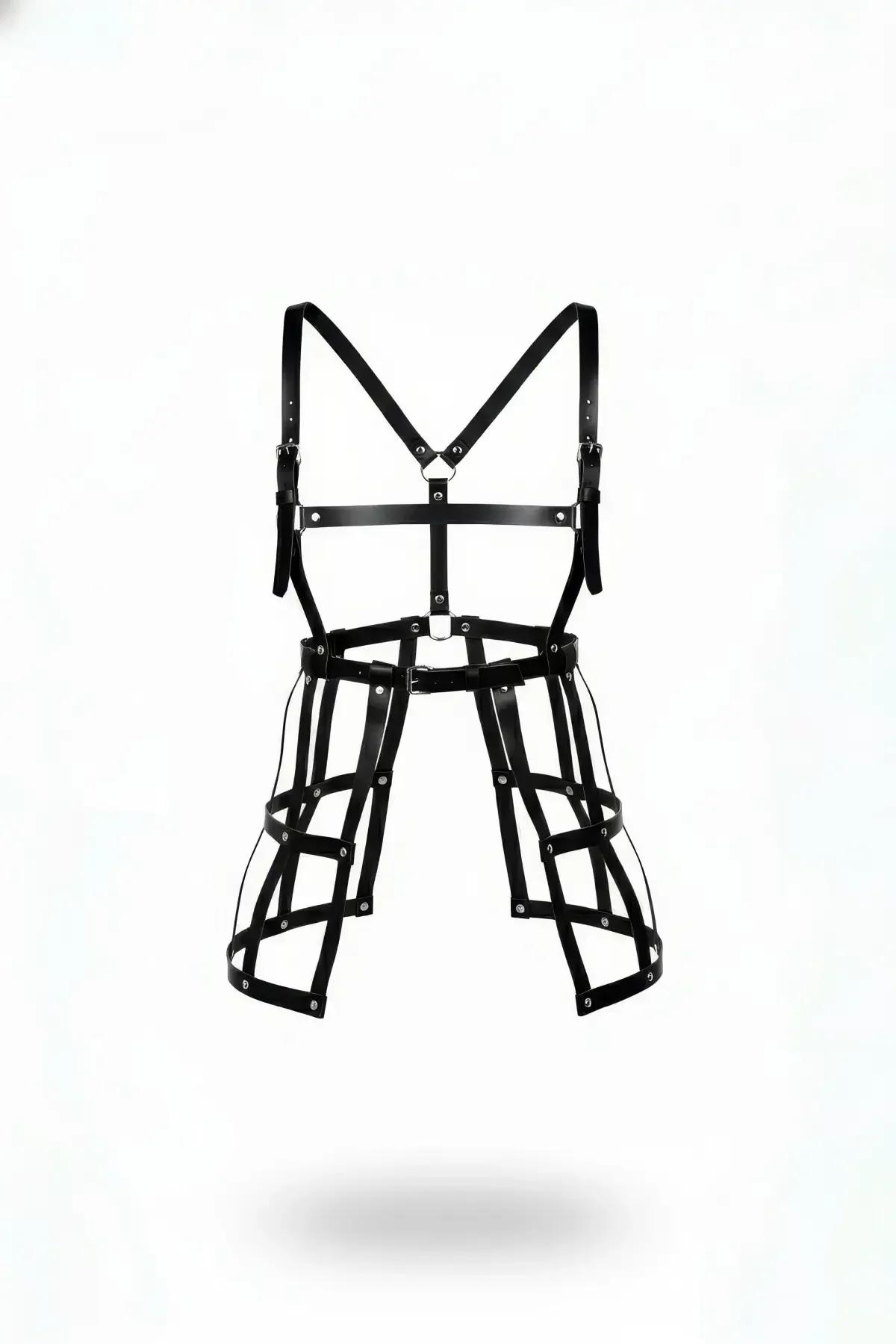 Full Body Cage Harness with Thigh Cuffs
