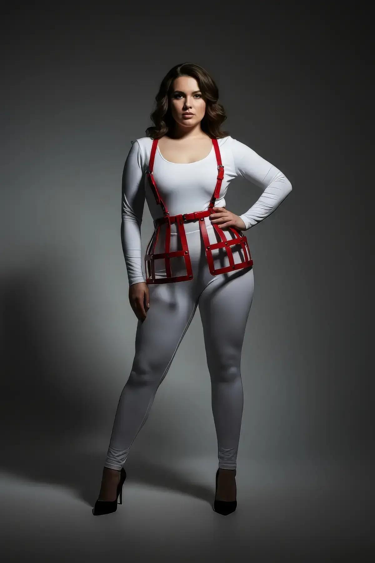 Red Caged Underbust Harness Vest Top