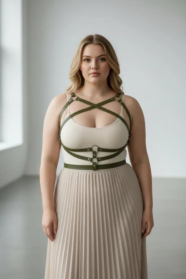 Criss-Cross Faux Leather Chest & Waist Harness