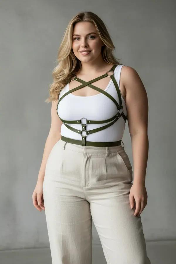 Criss-Cross Faux Leather Chest & Waist Harness
