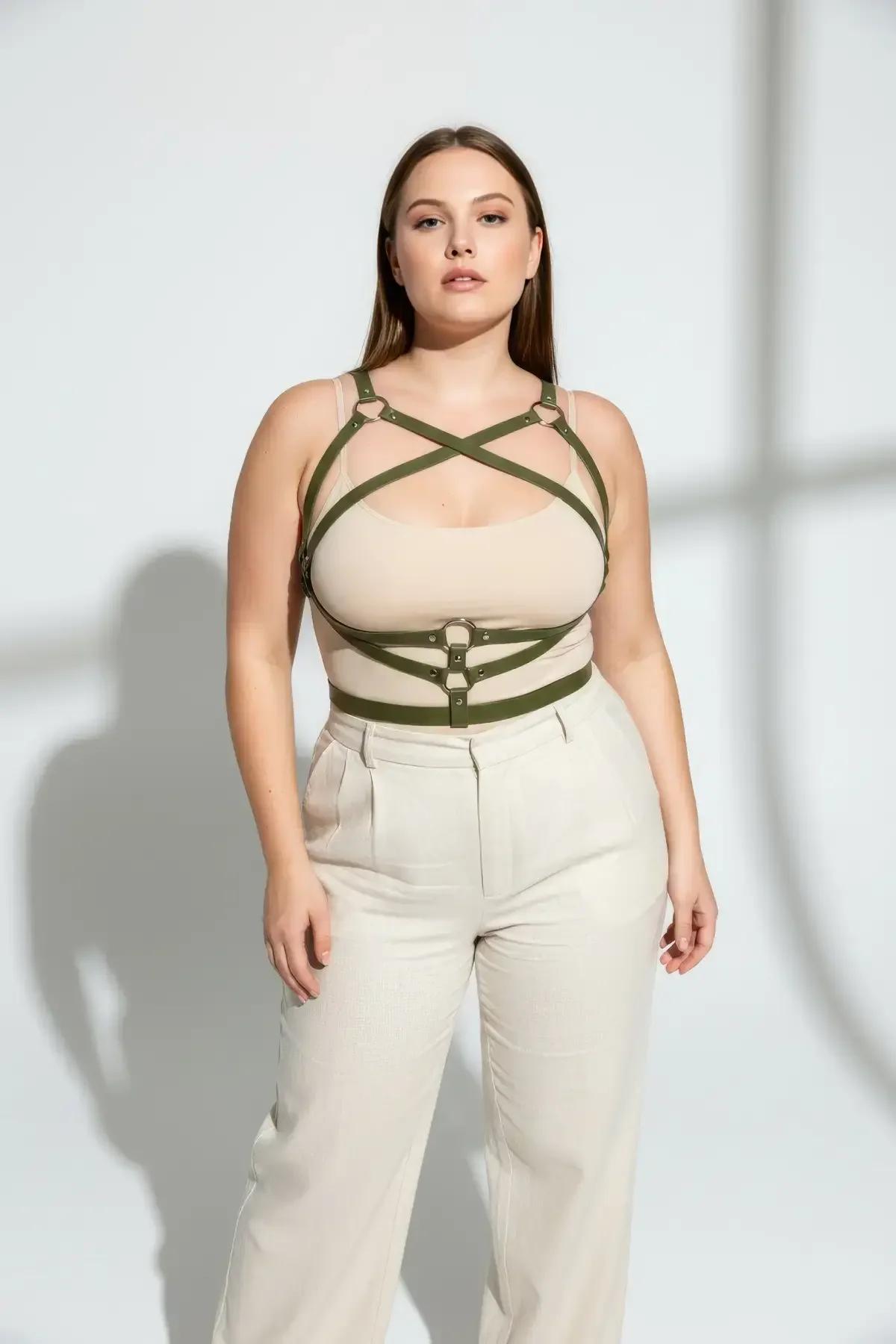 Criss-Cross Faux Leather Chest & Waist Harness