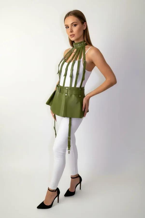 Peplum Body Harness with High Neck & Adjustable Leg Straps