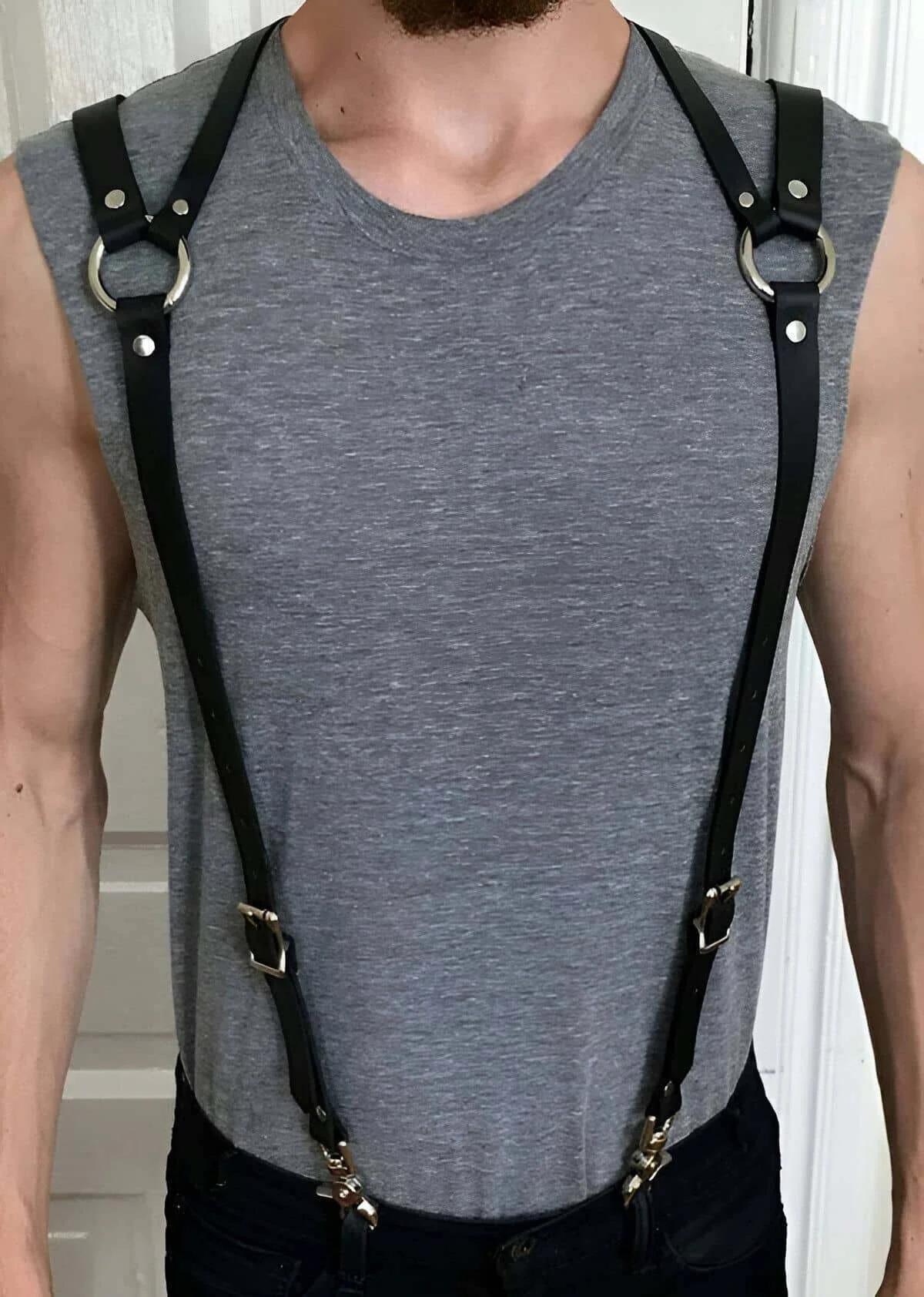 Men's Harness Adjustable Faux Leather Body Accessory