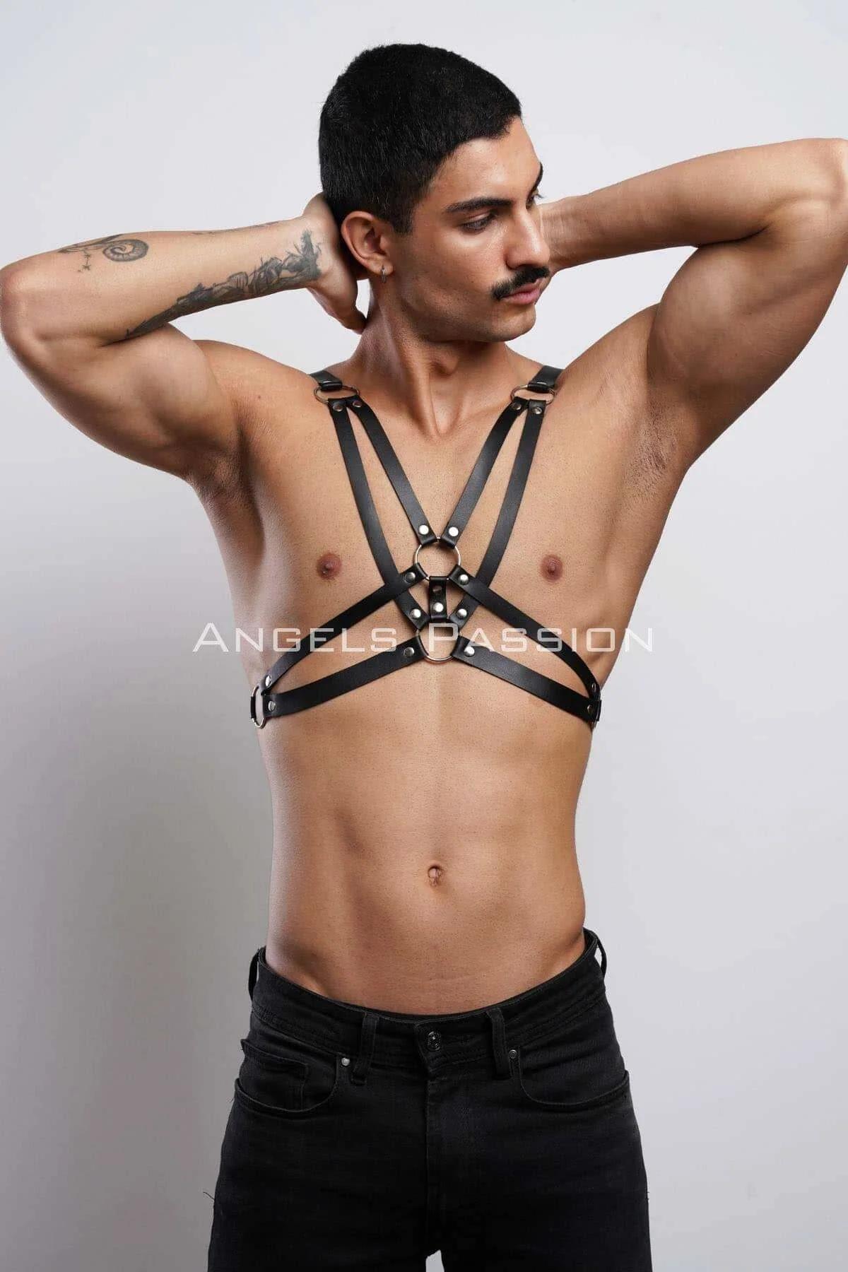 Men's Leather Chest Harness – Adjustable Body Accessory
