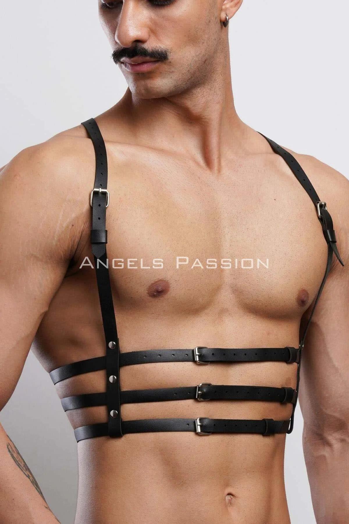 Men's Adjustable Leather Chest Harness Body Straps