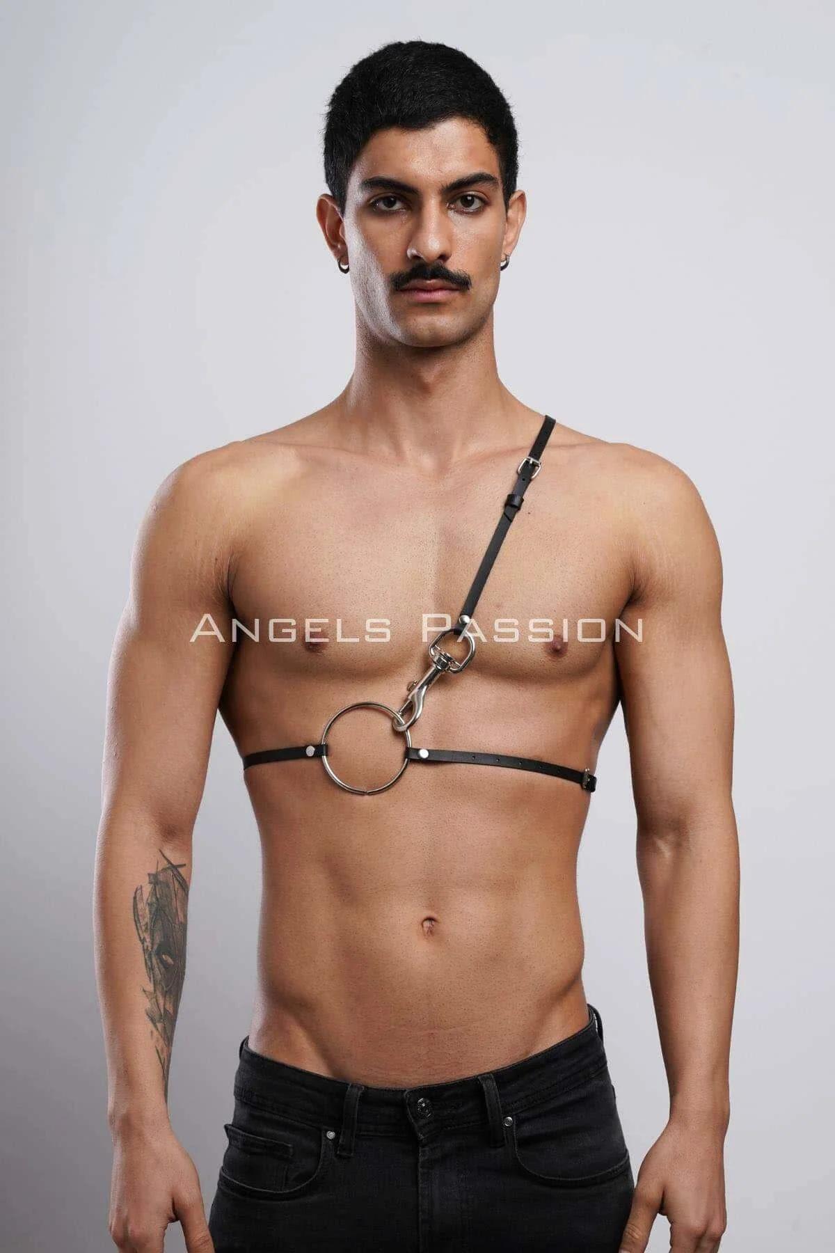 Men's Leather Harness Chest Strap with Adjustable Shoulder