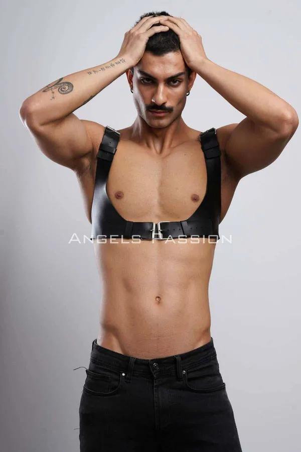 Mens Leather Harness - Adjustable Chest Body Strap