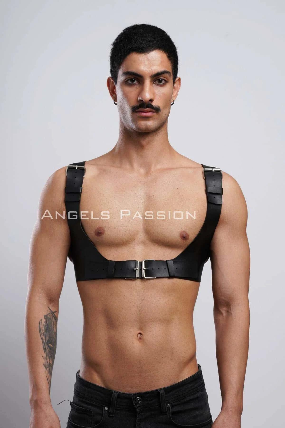 Mens Leather Harness - Adjustable Chest Body Strap