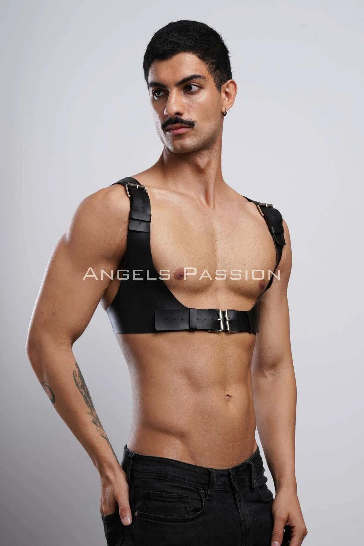 Mens Leather Harness - Adjustable Chest Body Strap