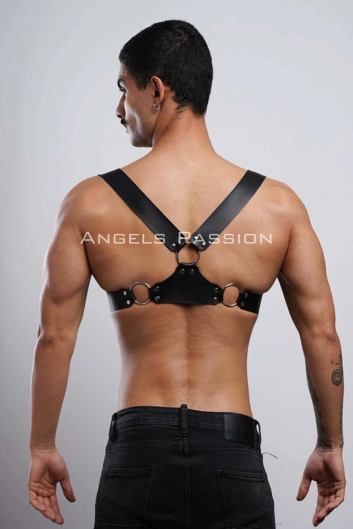 Mens Leather Harness - Adjustable Chest Body Strap