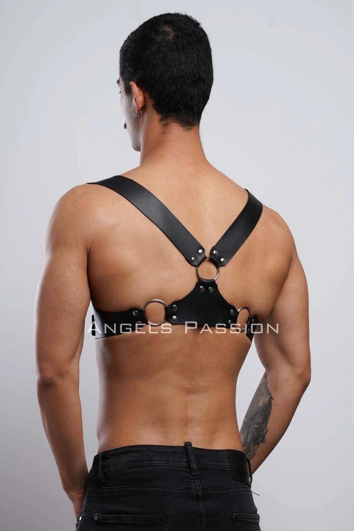Mens Leather Harness - Adjustable Chest Body Strap