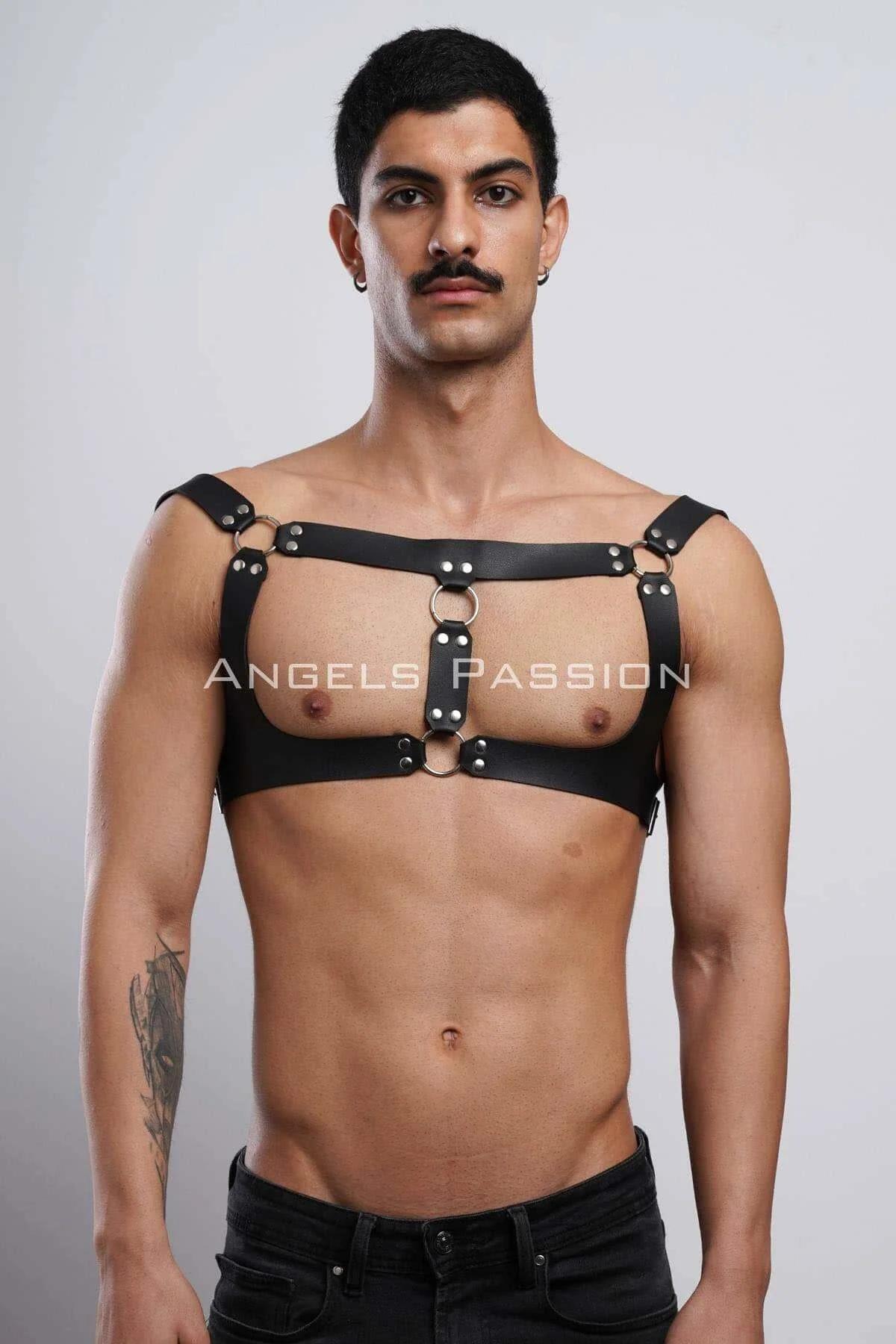 Mens Leather Harness - Adjustable Chest Body Straps