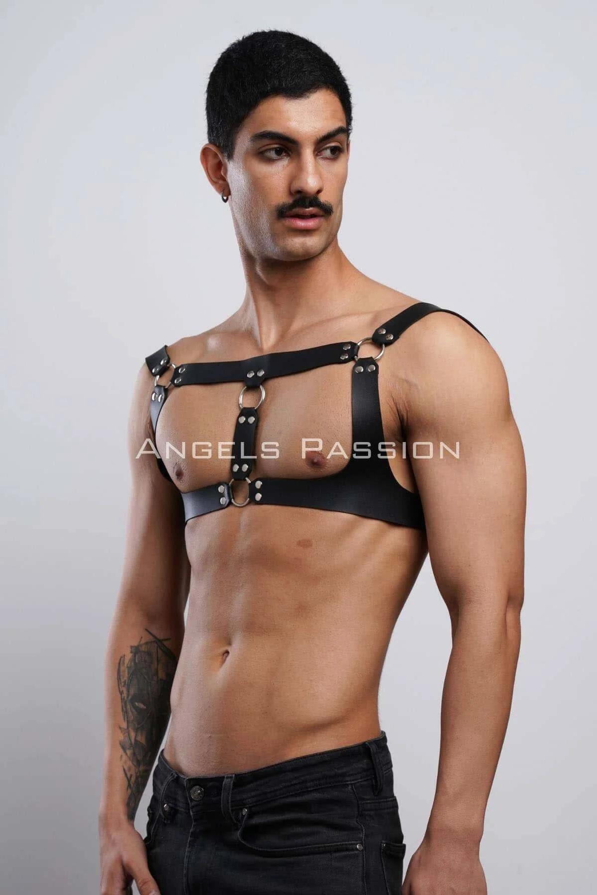 Mens Leather Harness - Adjustable Chest Body Straps