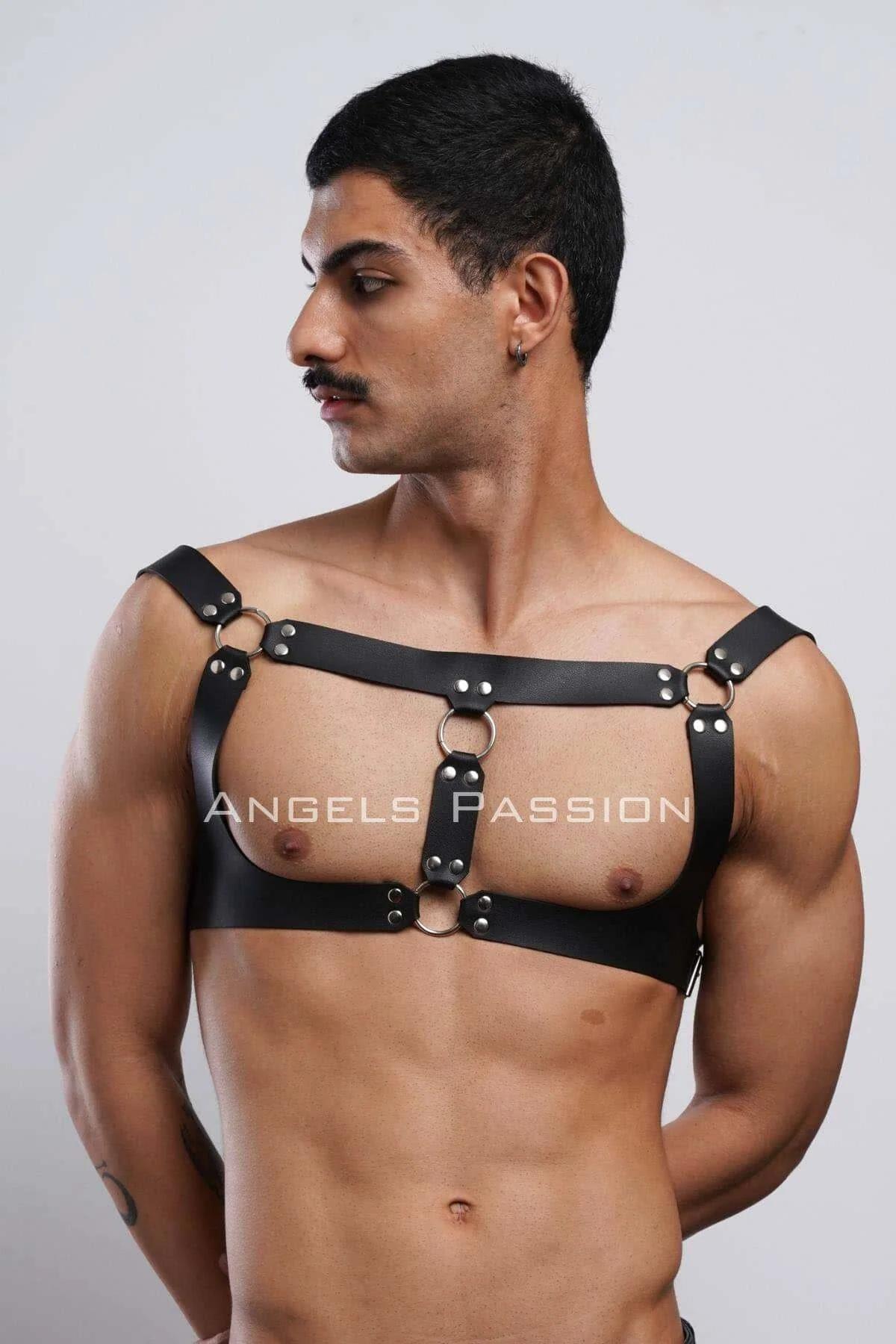 Mens Leather Harness - Adjustable Chest Body Straps