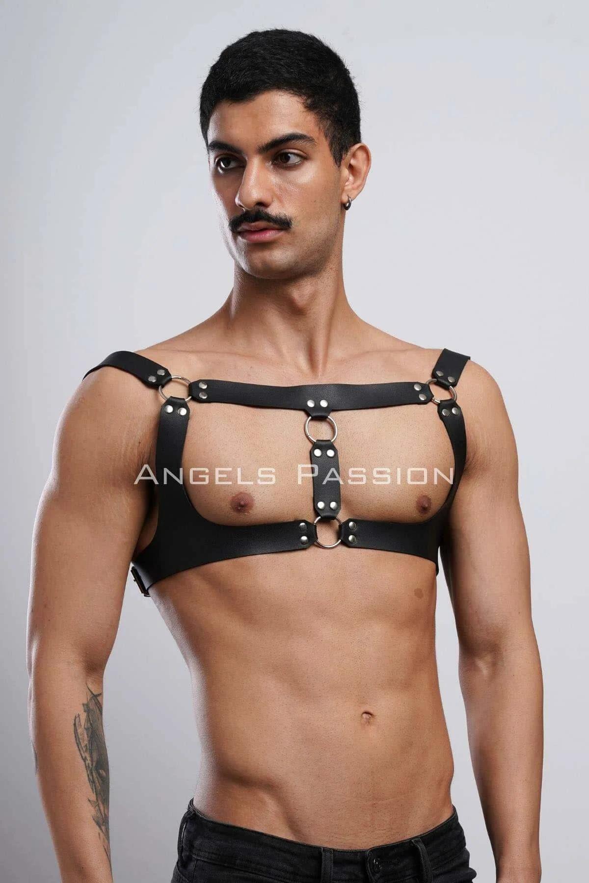 Mens Leather Harness - Adjustable Chest Body Straps