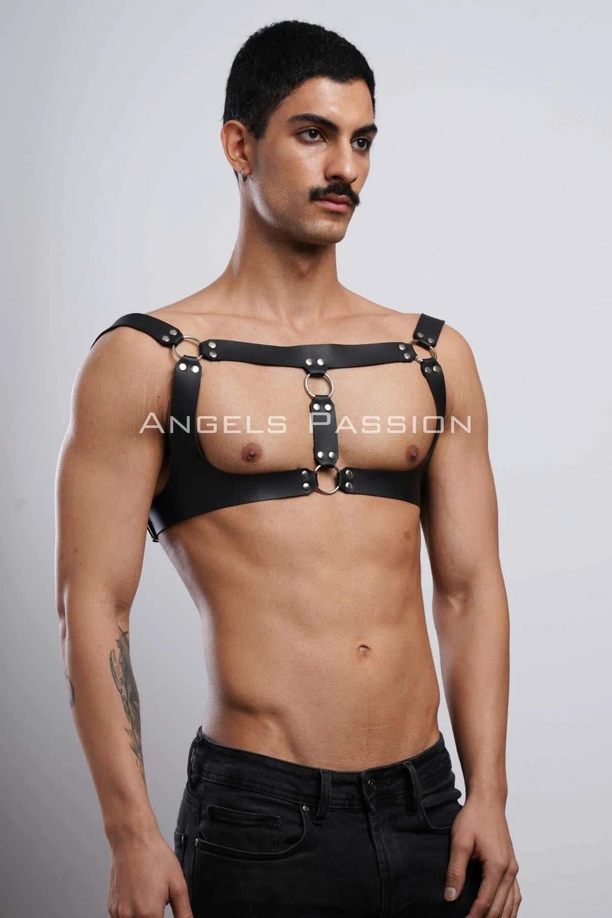 Mens Leather Harness - Adjustable Chest Body Straps