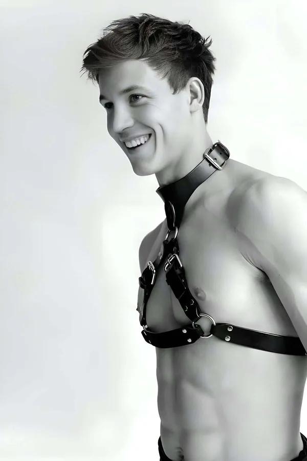 Mens Leather Harness Adjustable Chest Body Straps for Men