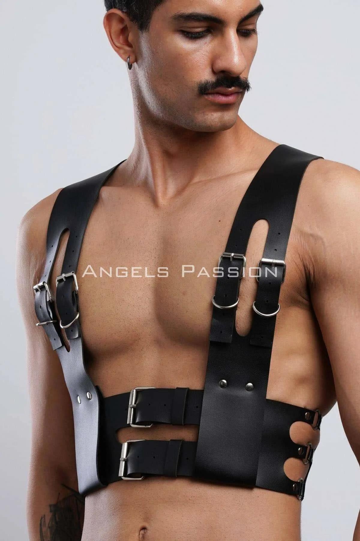 Men's Leather Harness Adjustable Chest Strap Bodywear