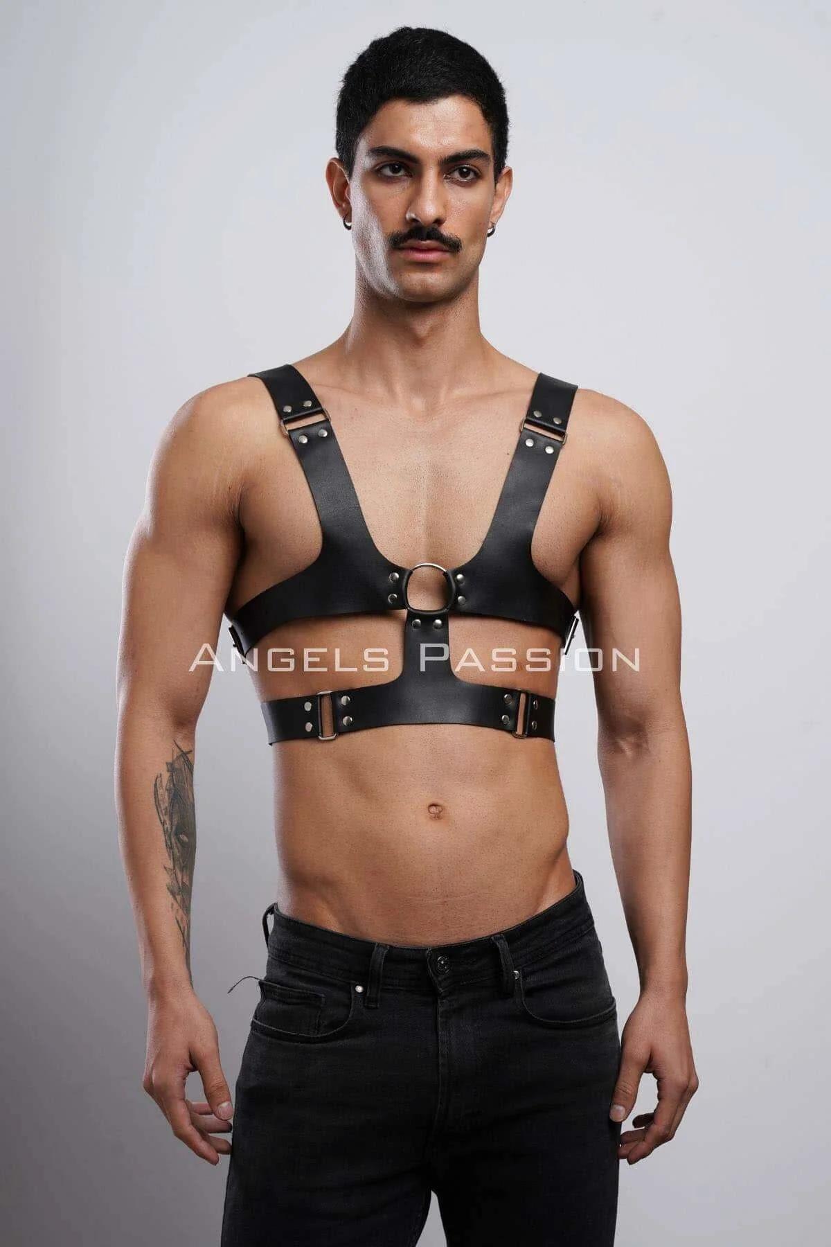 Men's Leather Harness - Adjustable Chest & Body Strap Design