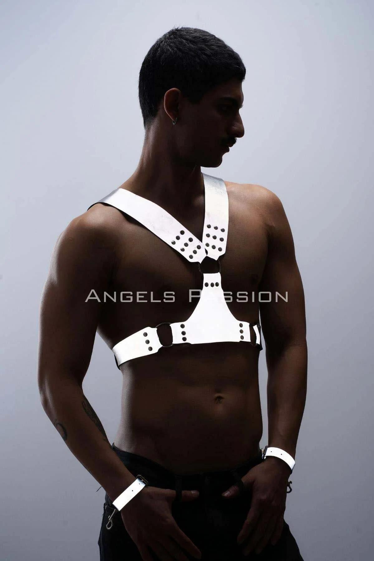 Reflective Men's Chest Harness & Wrist Cuffs Set Adjustable