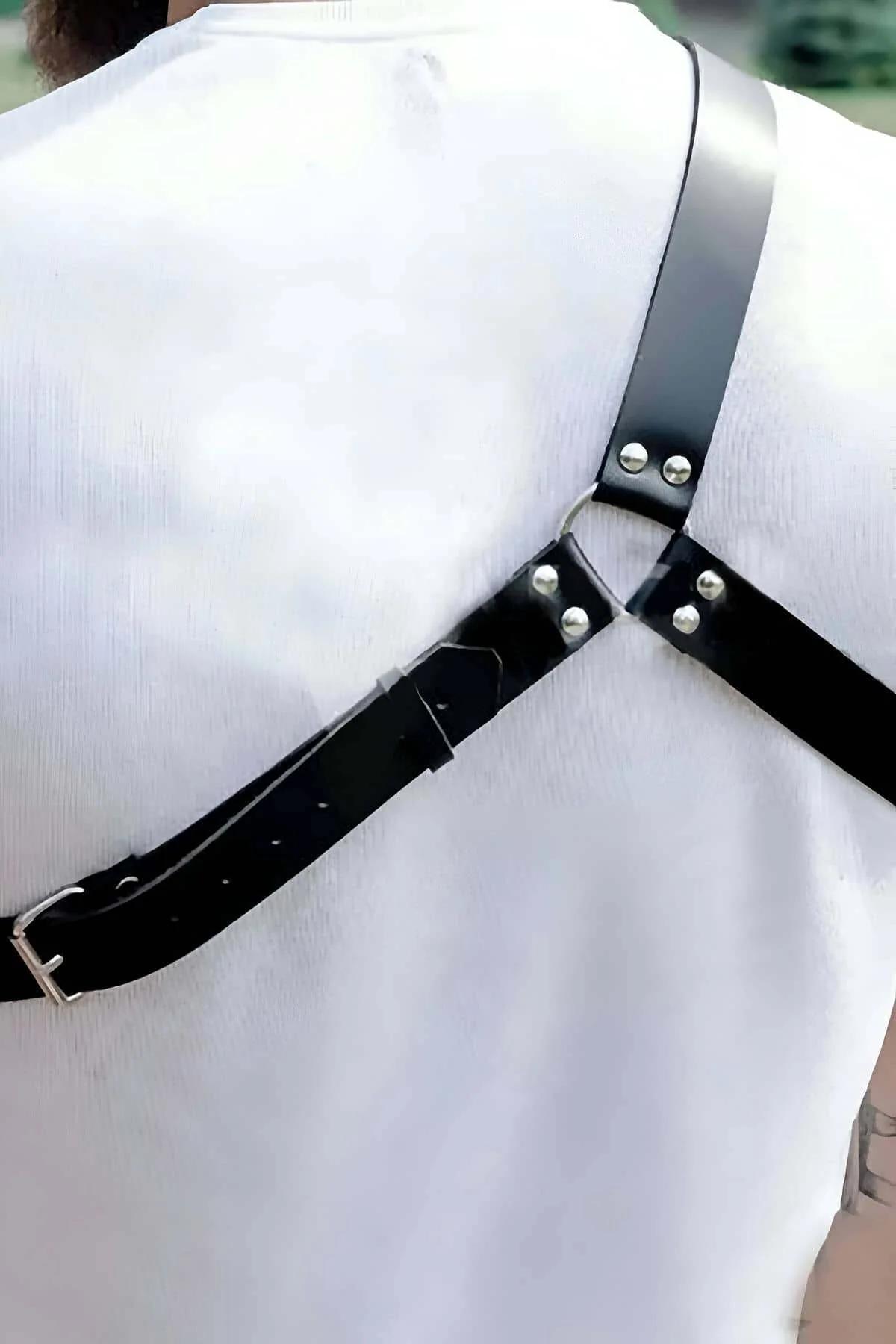 Men's Leather Chest Harness - Adjustable One Shoulder Strap