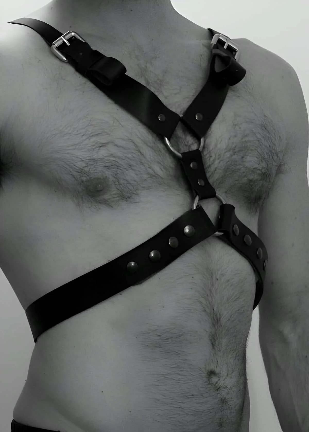 Adjustable Mens Faux Leather Chest Harness Body Accessory