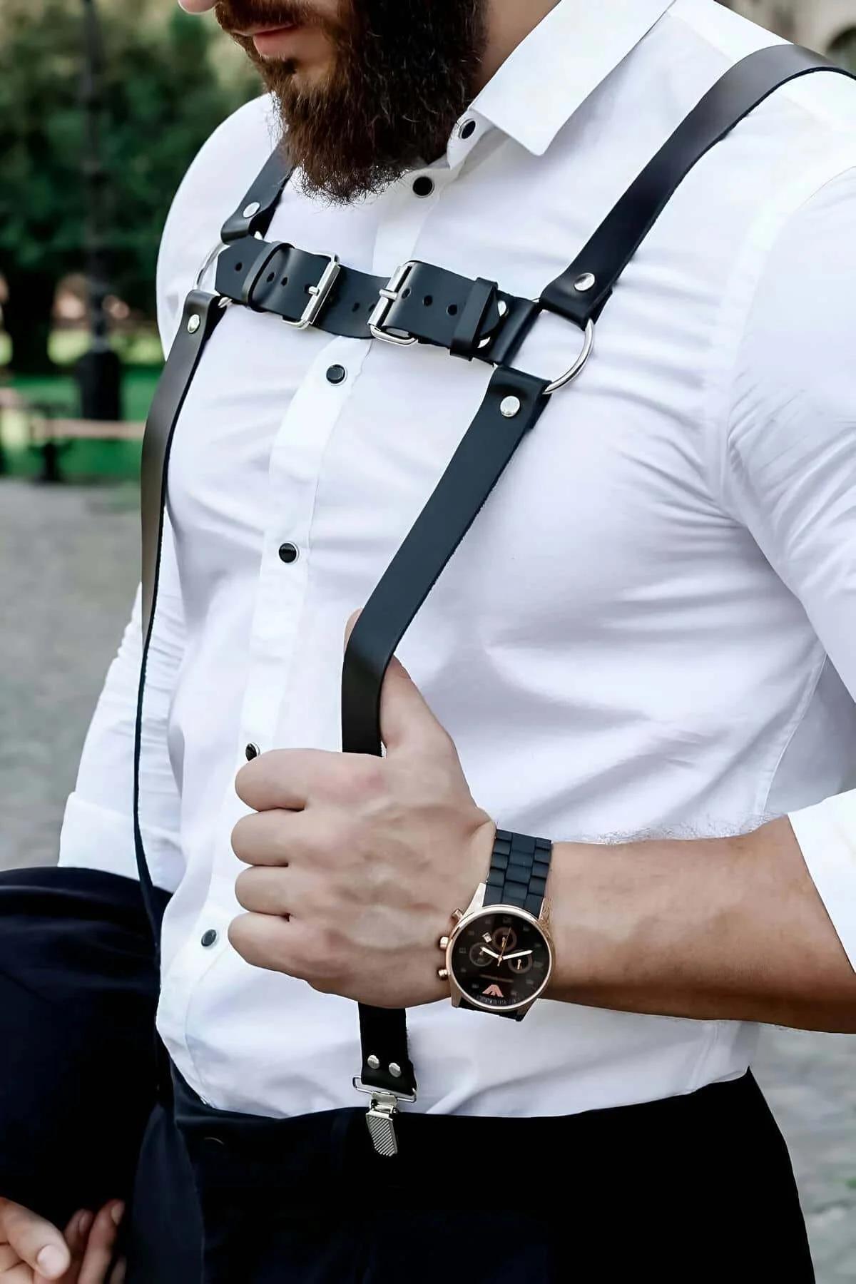 Men's Harness Vest – Premium Adjustable Leather Body Strap