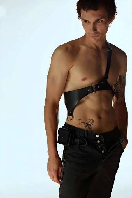 Men's Leather Chest Harness - Adjustable Fashion Accessory