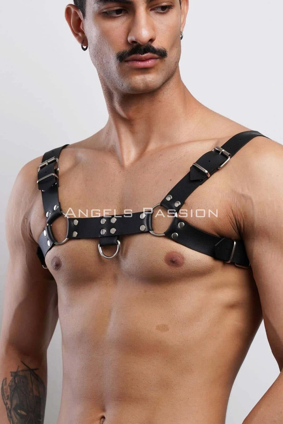 Men's Leather Chest Harness - Adjustable Body Accessory