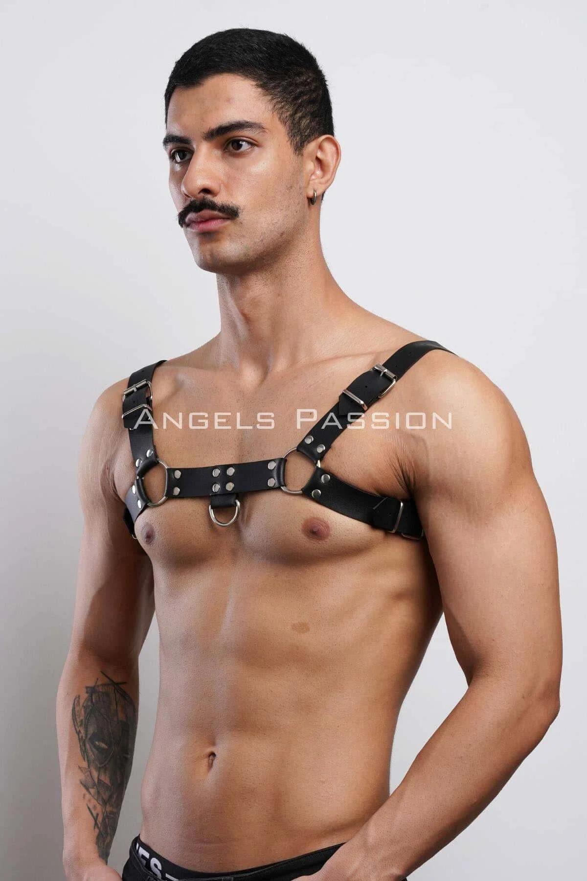 Men's Leather Chest Harness - Adjustable Body Accessory
