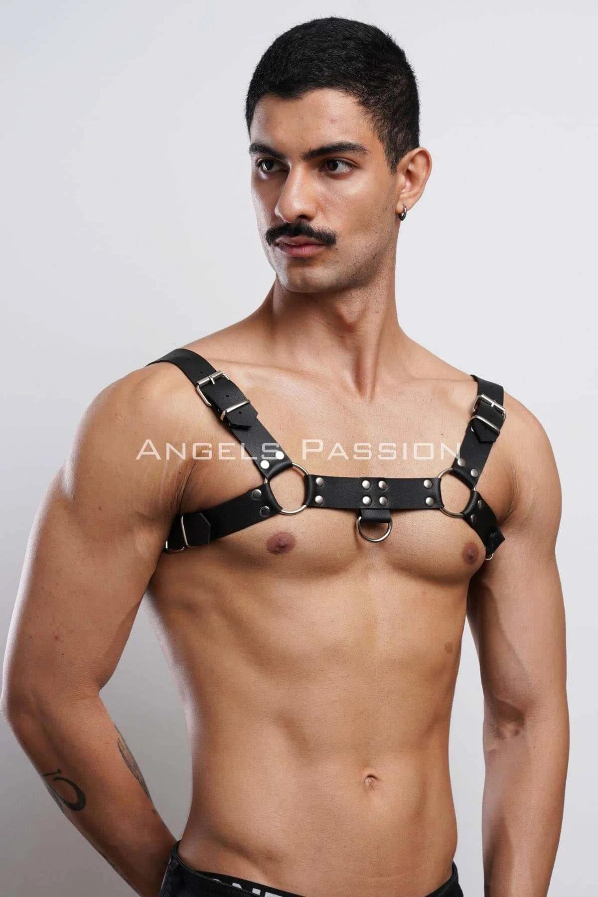 Men's Leather Chest Harness - Adjustable Body Accessory