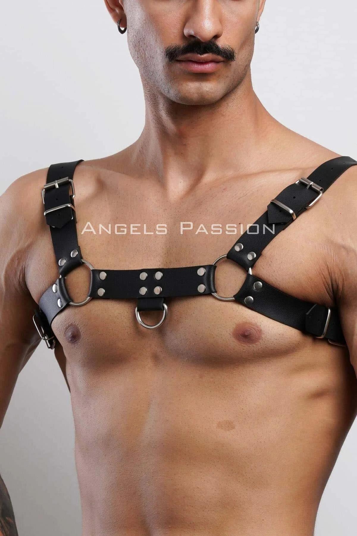 Men's Leather Chest Harness - Adjustable Body Accessory