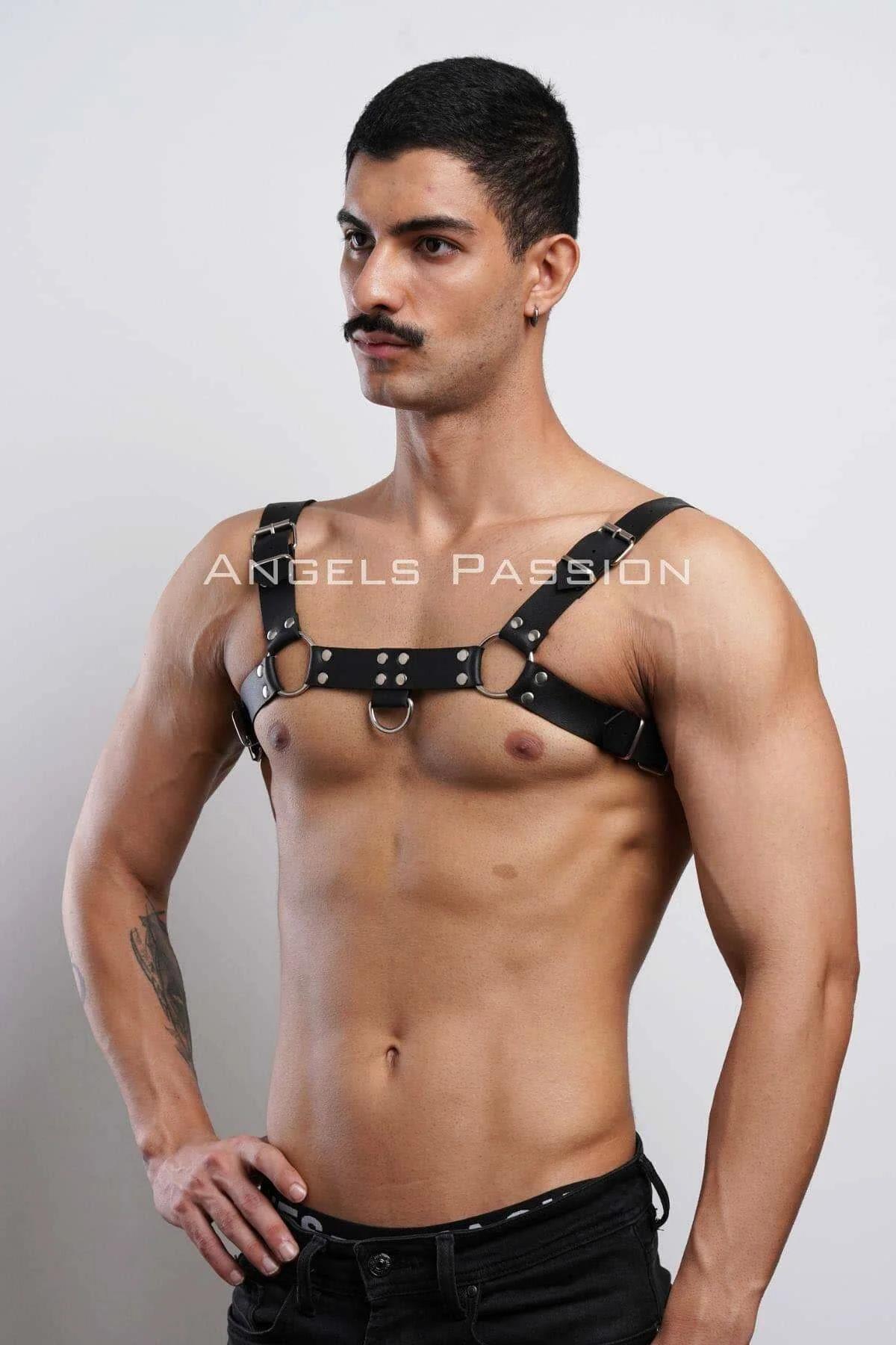Men's Leather Chest Harness - Adjustable Body Accessory