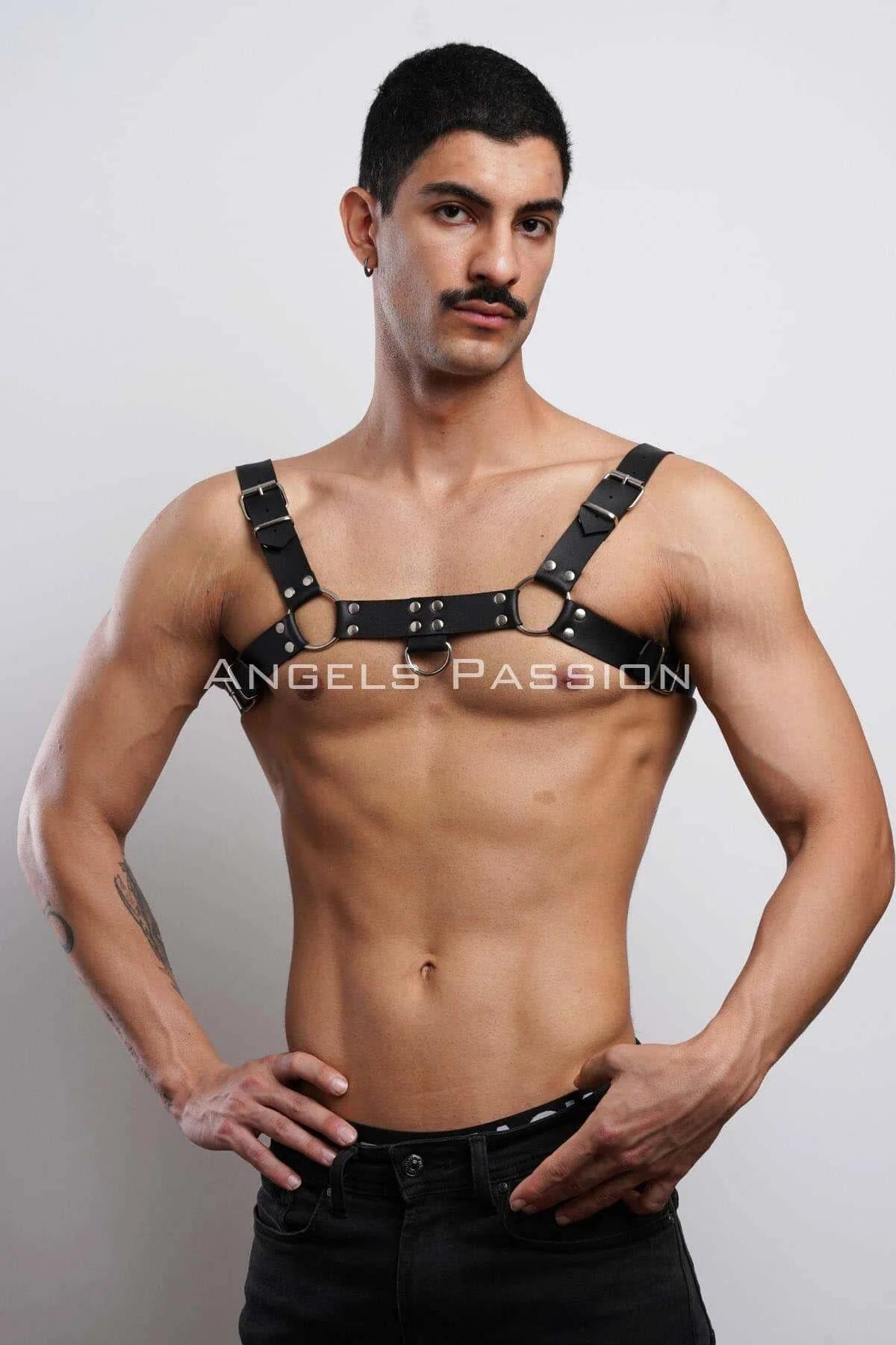Men's Leather Chest Harness - Adjustable Body Accessory