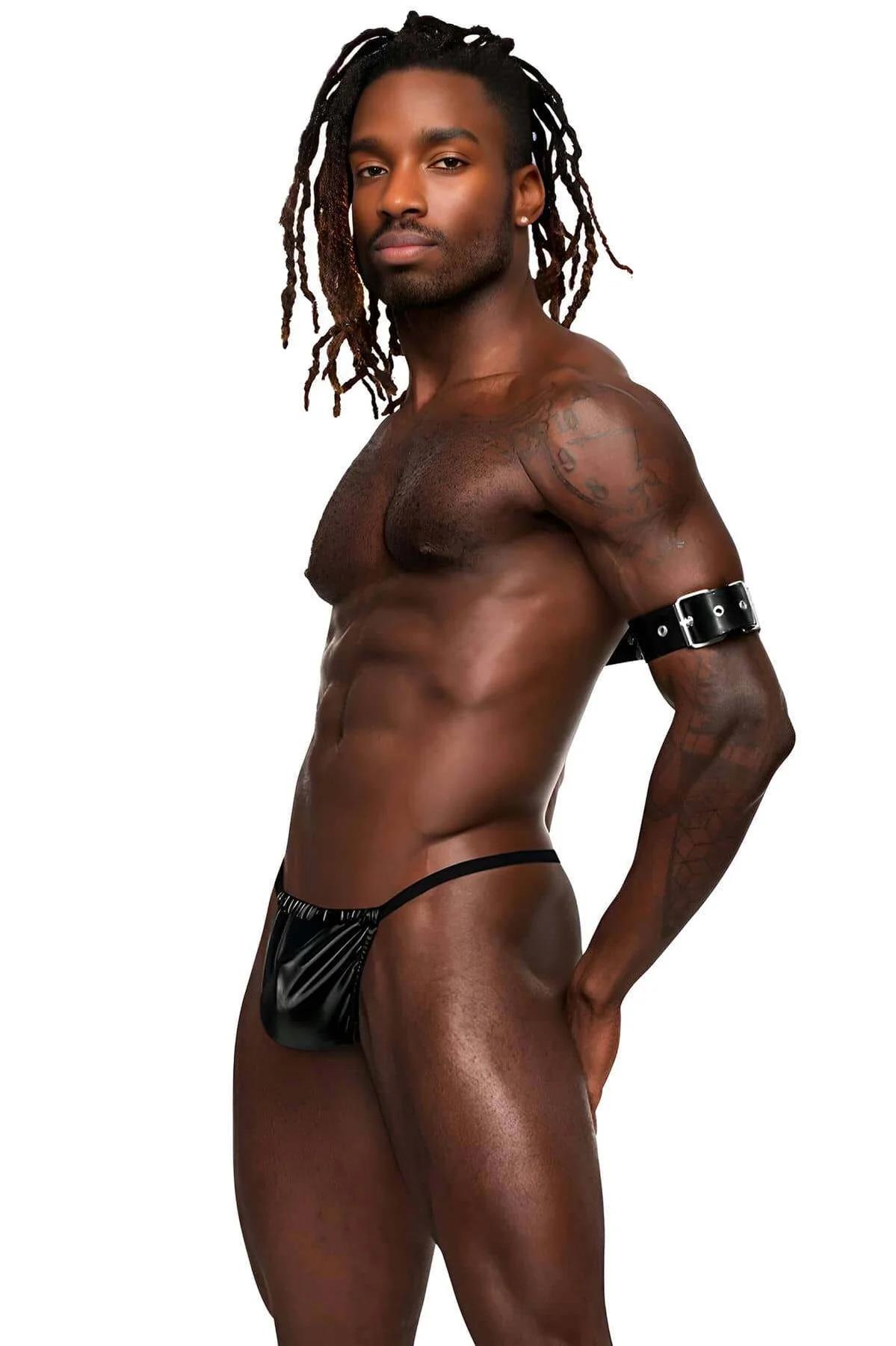 Mens Harness Adjustable Leather Bicep Arm Clamp Style