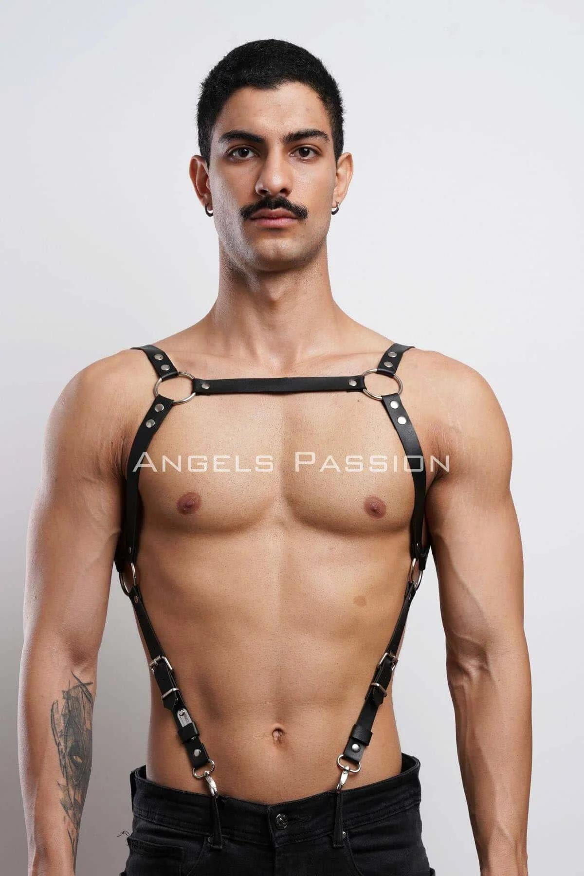 Mens Leather Harness - Adjustable Chest Body Straps