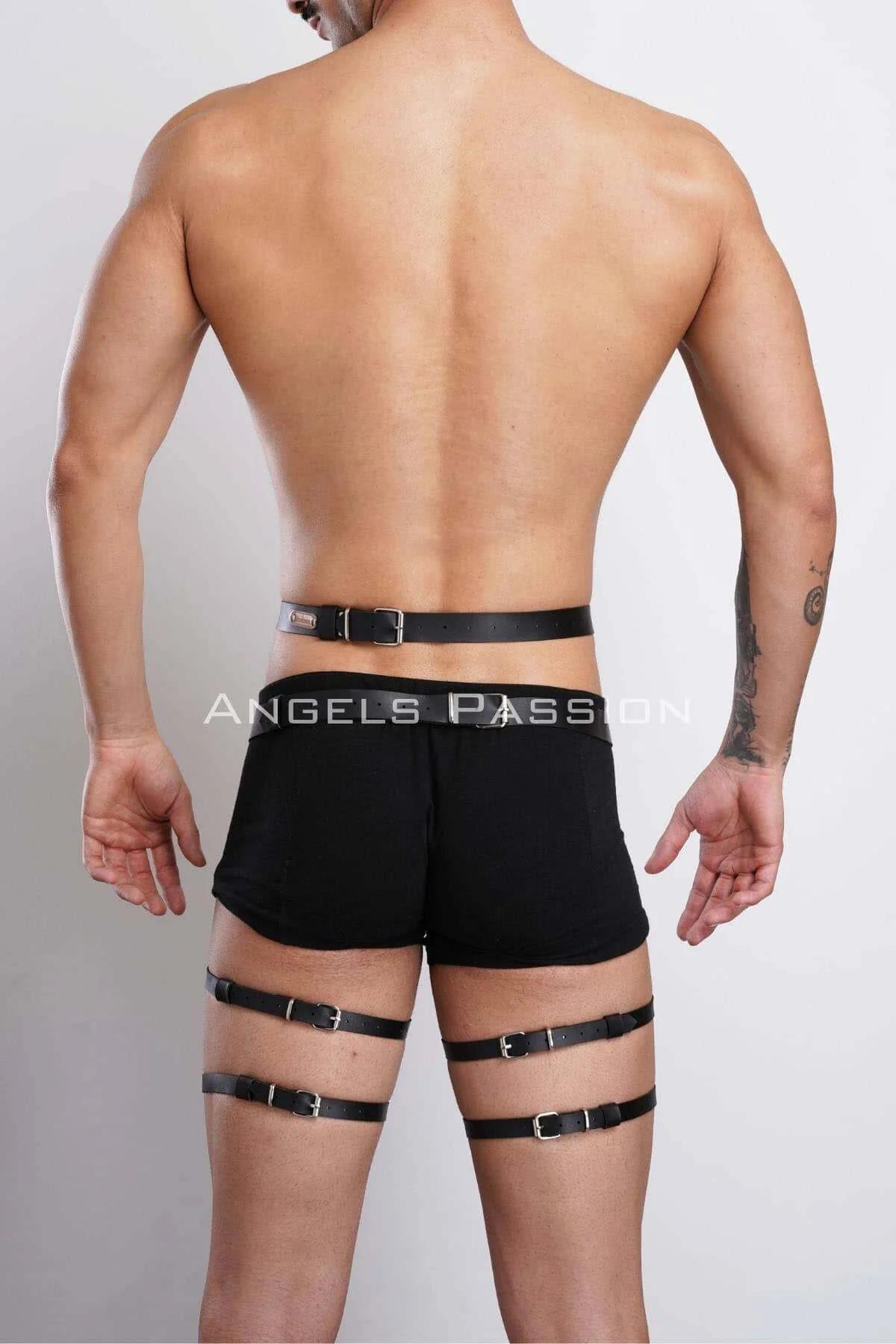 Men's Adjustable Leather Leg Harness & Garter Straps