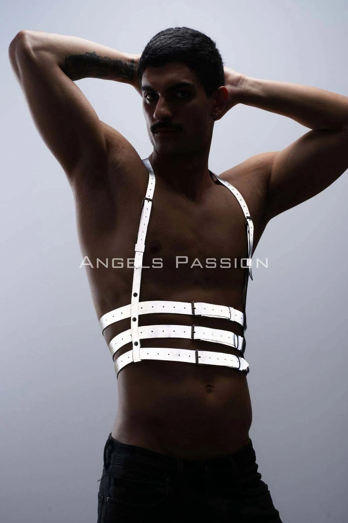 Reflective Men's Harness – Adjustable Chest Straps for Clubwear