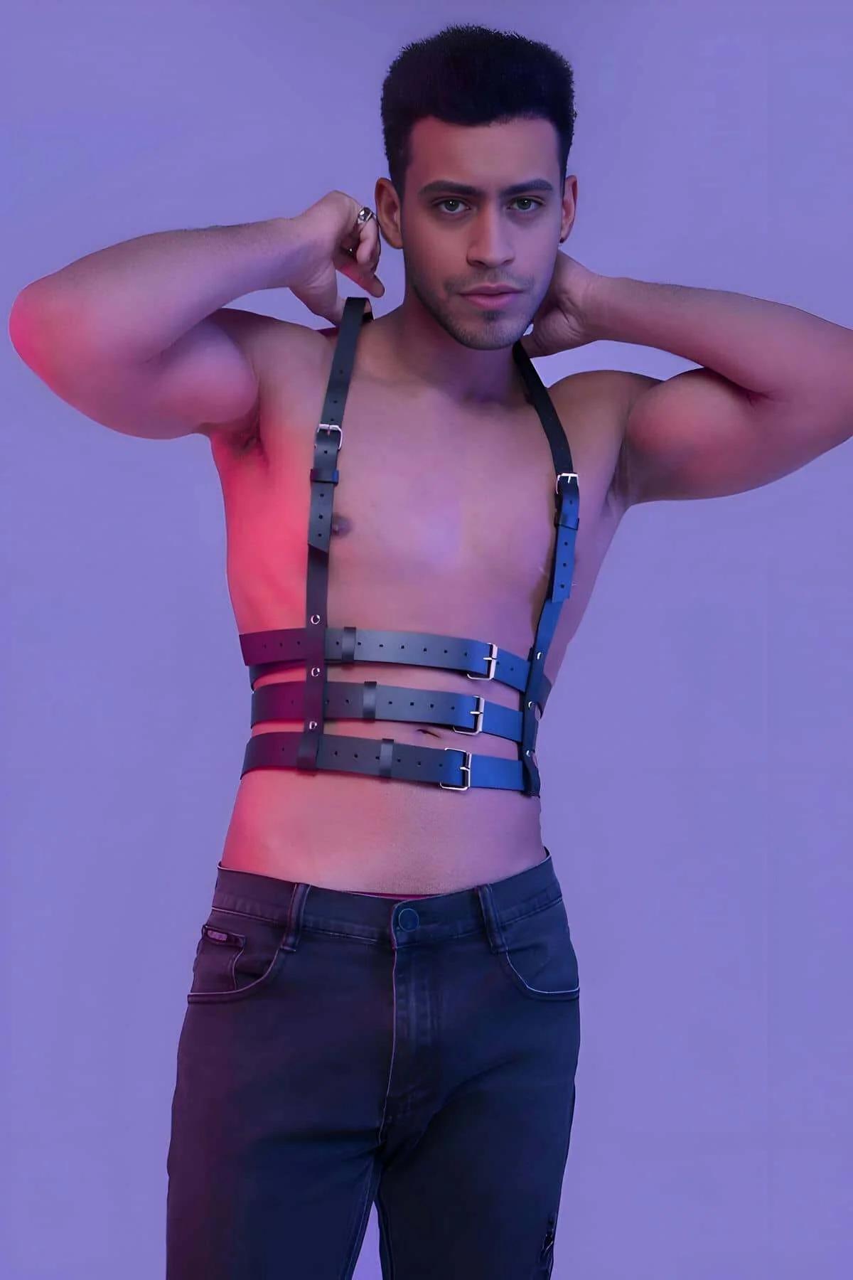 Men's Leather Harness Body Chest Adjustable Clubwear