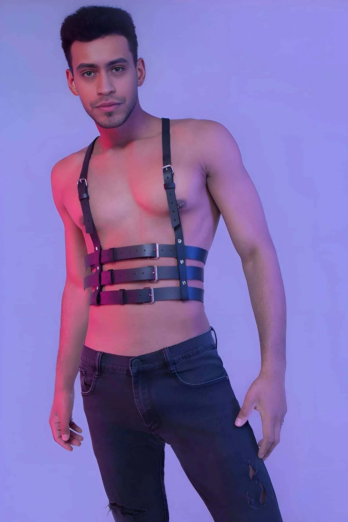 Men's Leather Harness Body Chest Adjustable Clubwear