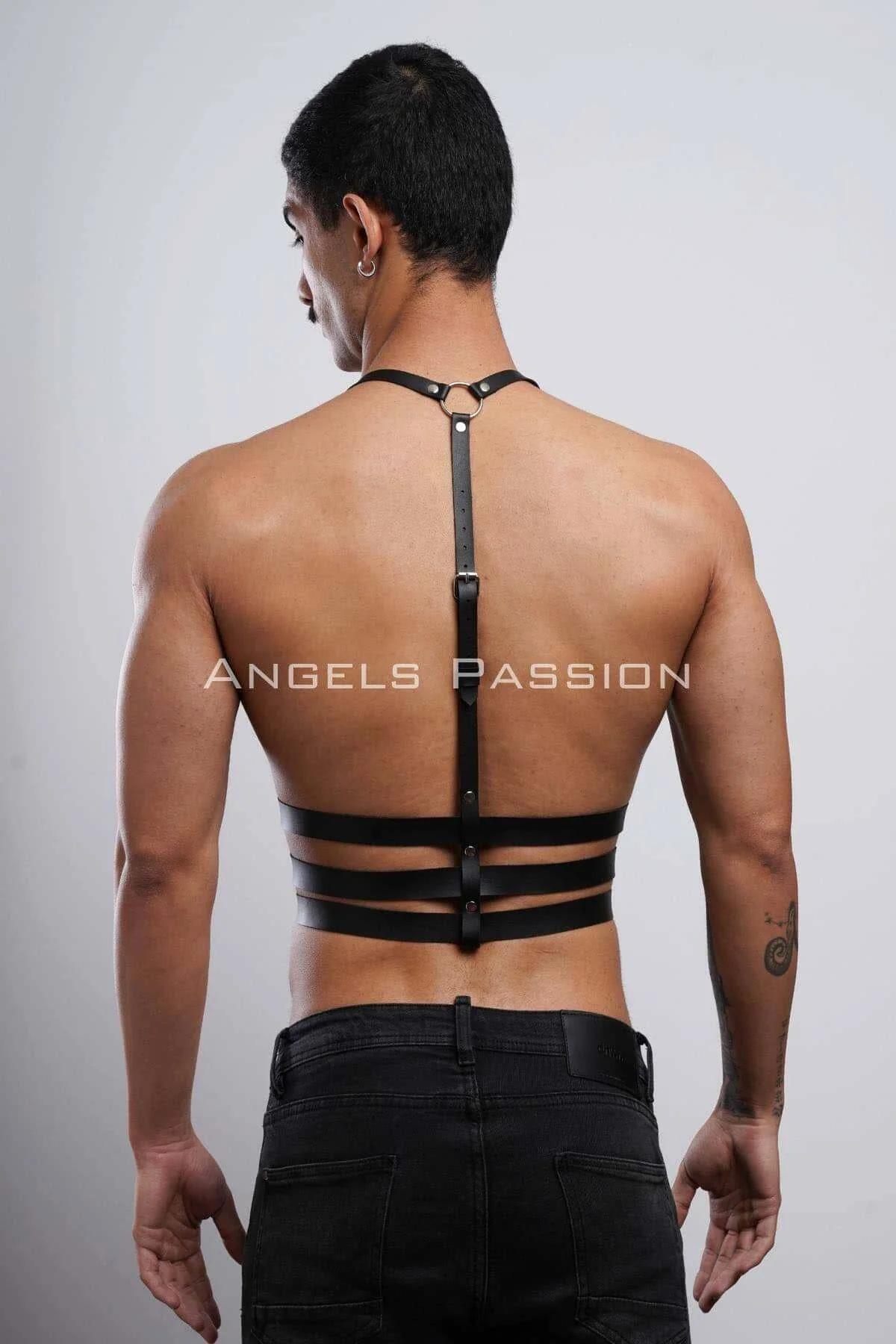 Men's Leather Chest Harness - Adjustable Multi-Strap Design