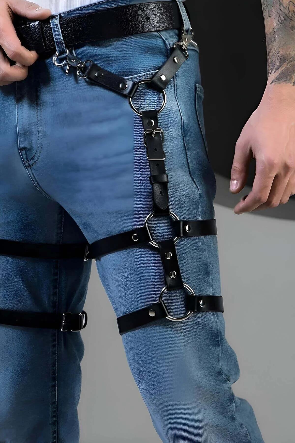 Men's Leather Leg Harness for Goth & Punk Style Outfits