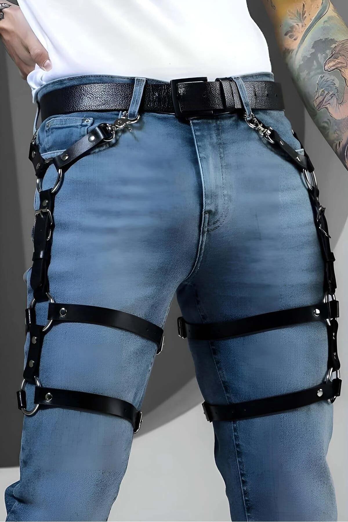Men's Leather Leg Harness for Goth & Punk Style Outfits