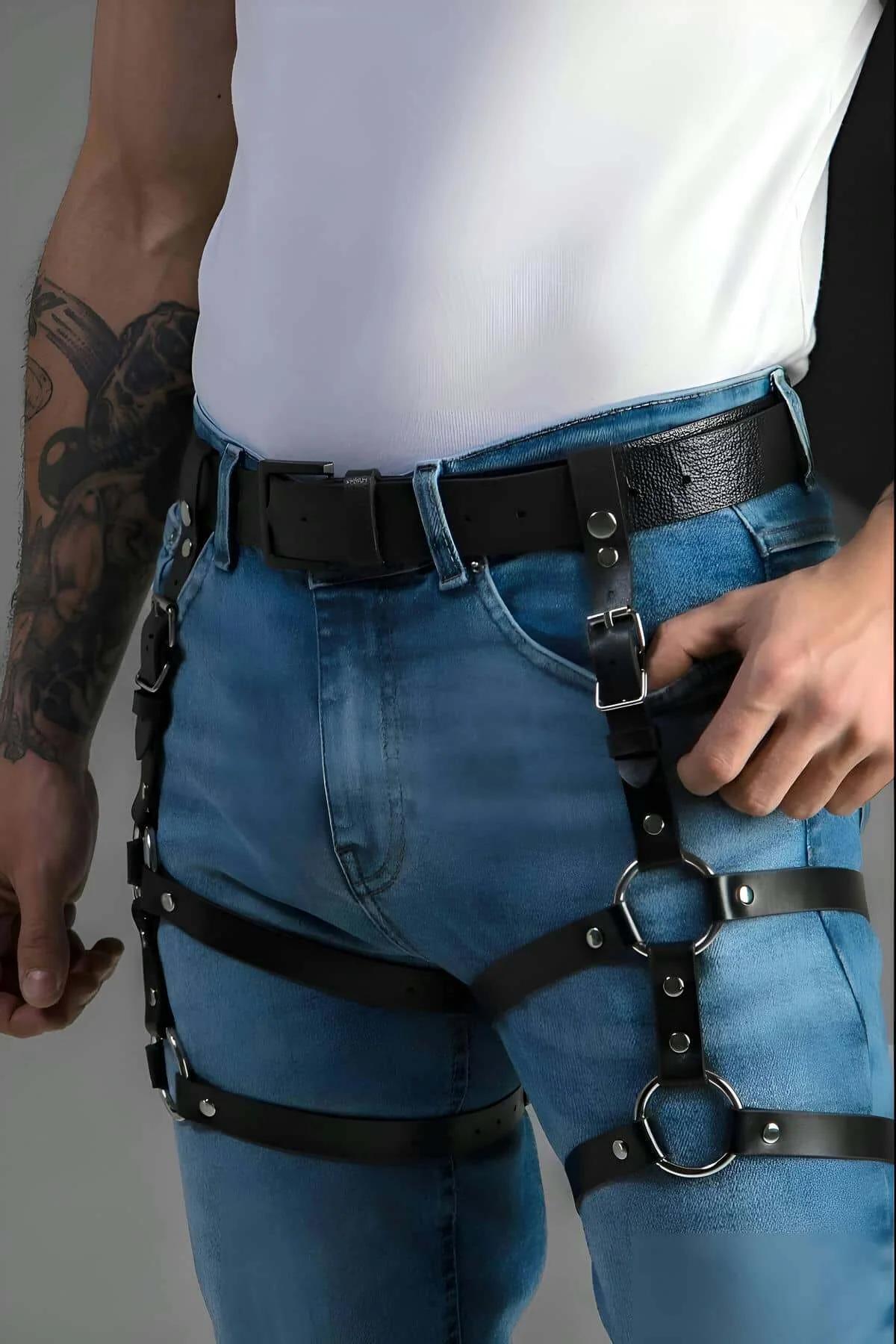 Men's Leather Leg Harness | Adjustable Thigh Strap Accessory